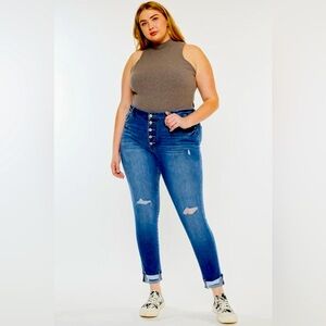 KanCan Deconstructed Distressed Ankle Jeans w/Raw Hem Women’s Size 14